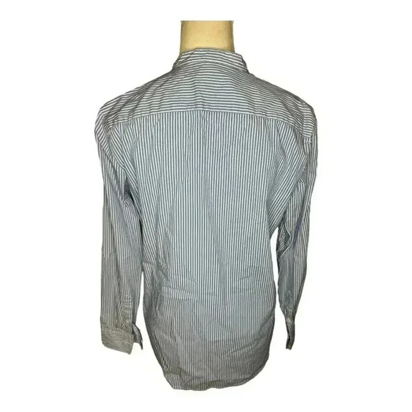 Chaps Women’s Small Blue & White Striped Embroidered Long Sleeved V-Neck Top - Picture 4 of 6